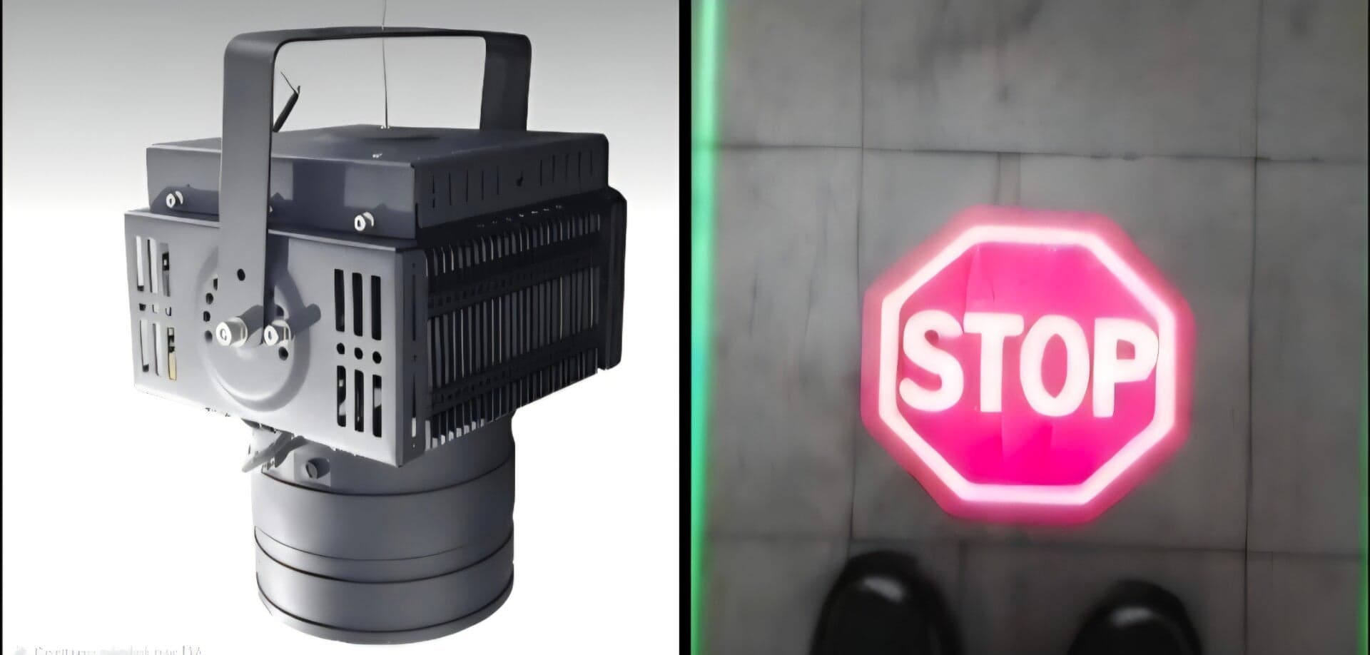 Pictogramme STOP projeté au sol